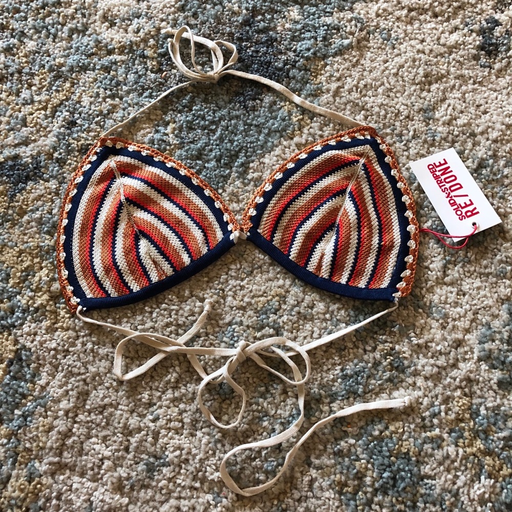 Re/done Woodstock crochet string bikini top